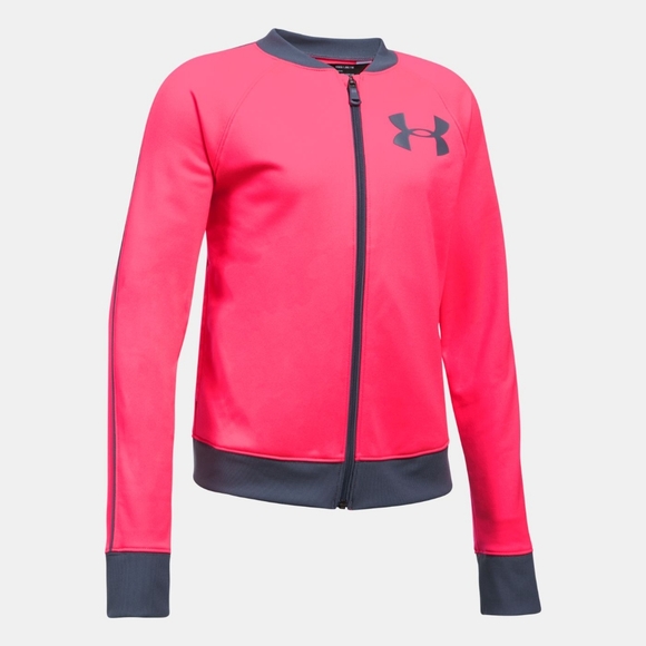 sz:YS Under Armor, Girls full zip track jacket, Penta Pink; Youth S - Picture 6 of 7